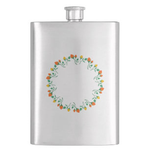 Rundrahmen mit Blumenrahmen, gelb und rote Rose, B Flachmann