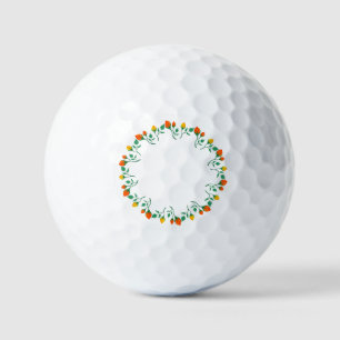 Rundrahmen mit Blumenrahmen, gelb und rote Rose, B Golfball