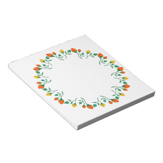 Rundrahmen mit Blumenrahmen, gelb und rote Rose, B Notizblock (angewinkelt)