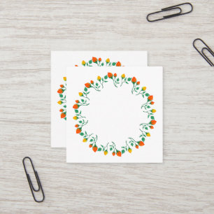 Rundrahmen mit Blumenrahmen, gelb und rote Rose, B Quadratische Visitenkarte