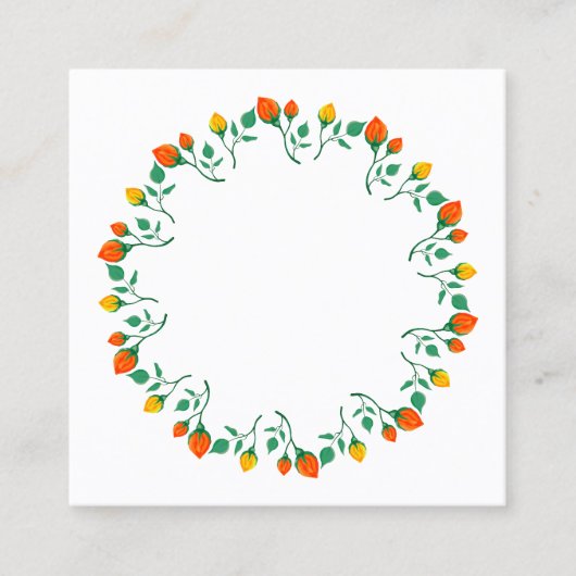 Rundrahmen mit Blumenrahmen, gelb und rote Rose, B Terminkarte (Vorderseite)