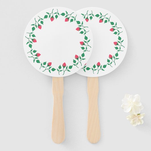 Rundrahmen mit rosa rosa Blume Fächer (Vorne und Hinten)