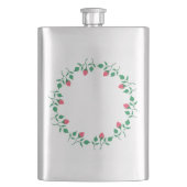 Rundrahmen mit rosa rosa Blume Flachmann (Vorderseite)