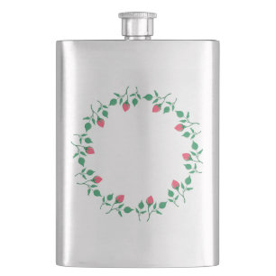 Rundrahmen mit rosa rosa Blume Flachmann