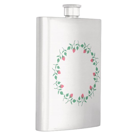 Rundrahmen mit rosa rosa Blume Flachmann (Rechts)