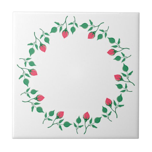Rundrahmen mit rosa rosa Blume Fliese (Vorderseite)