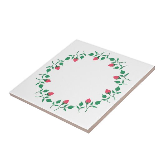 Rundrahmen mit rosa rosa Blume Fliese (Seite)