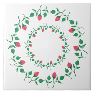 Rundrahmen mit rosa rosa Blume Fliese