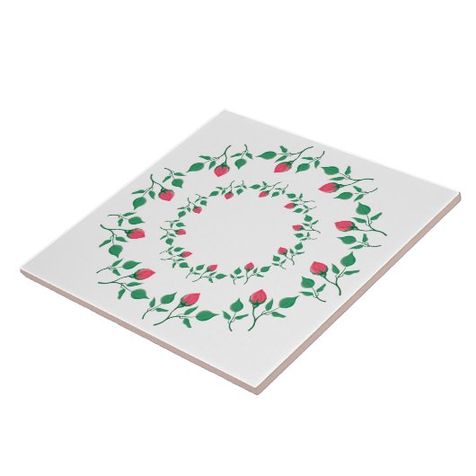 Rundrahmen mit rosa rosa Blume Fliese (Seite)