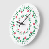 Rundrahmen mit rosa rosa Blume Große Wanduhr (Winkel)