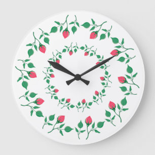 Rundrahmen mit rosa rosa Blume Große Wanduhr