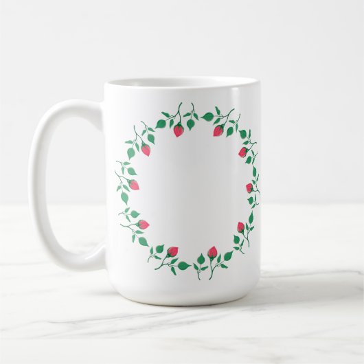 Rundrahmen mit rosa rosa Blume Kaffeetasse (Links)