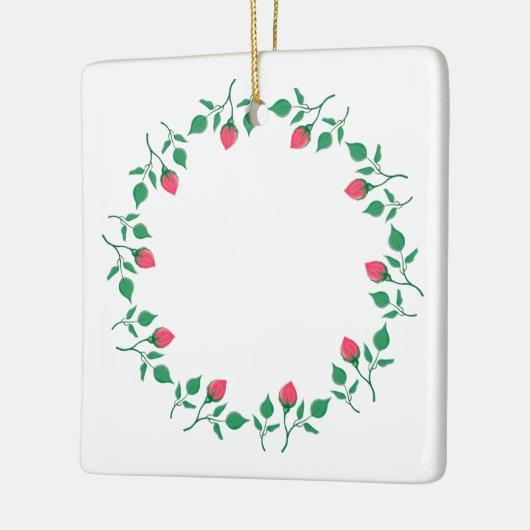 Rundrahmen mit rosa rosa Blume Keramikornament (Links)