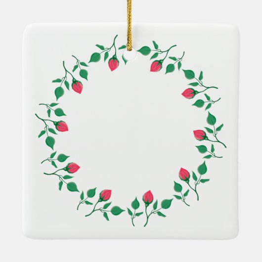 Rundrahmen mit rosa rosa Blume Keramikornament (Rückseite)