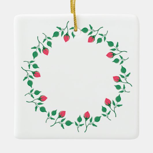 Rundrahmen mit rosa rosa Blume Keramikornament (Vorderseite)