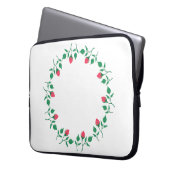 Rundrahmen mit rosa rosa Blume Laptopschutzhülle (Vorderseite Links)