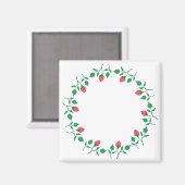 Rundrahmen mit rosa rosa Blume Magnet (Vorderseite/Rückseite)