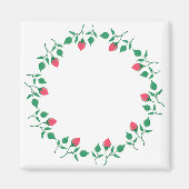 Rundrahmen mit rosa rosa Blume Magnet (Vorne)