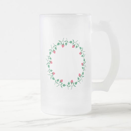 Rundrahmen mit rosa rosa Blume Mattglas Bierglas (Rechts)