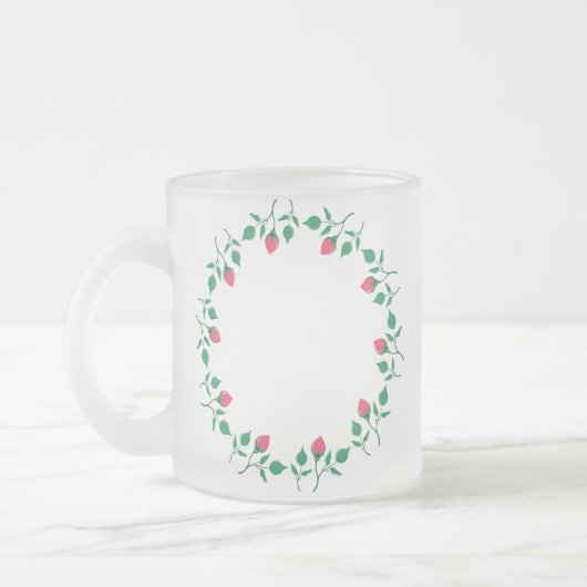 Rundrahmen mit rosa rosa Blume Mattglastasse (Links)