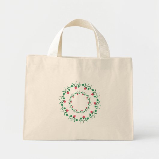 Rundrahmen mit rosa rosa Blume Mini Stoffbeutel (Vorne)