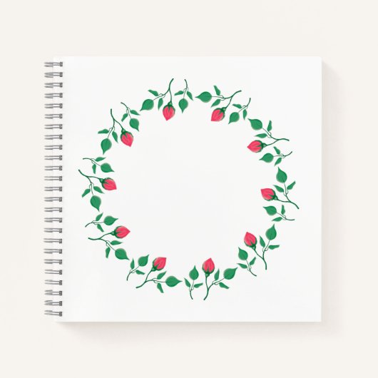 Rundrahmen mit rosa rosa Blume Notizblock (Vorderseite)