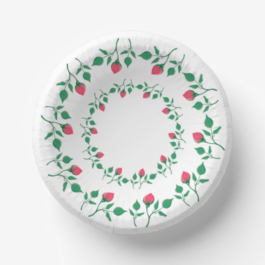 Rundrahmen mit rosa rosa Blume Pappteller (Vorderseite)