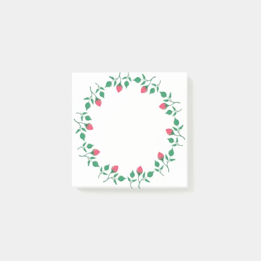 Rundrahmen mit rosa rosa Blume Post-it Klebezettel (Vorderseite)