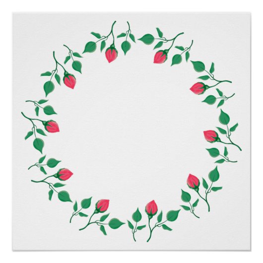 Rundrahmen mit rosa rosa Blume Poster (Vorderseite)