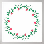 Rundrahmen mit rosa rosa Blume Poster (Vorne)