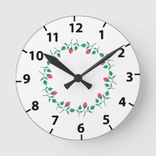 Rundrahmen mit rosa rosa Blume Runde Wanduhr