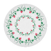 Rundrahmen mit rosa rosa Blume Schneidebrett (Vorderseite)