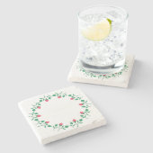 Rundrahmen mit rosa rosa Blume Steinuntersetzer (Seitenansicht)