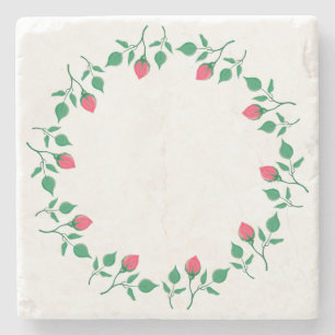 Rundrahmen mit rosa rosa Blume Steinuntersetzer