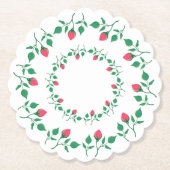 Rundrahmen mit rosa rosa Blume Untersetzer (Vorderseite)