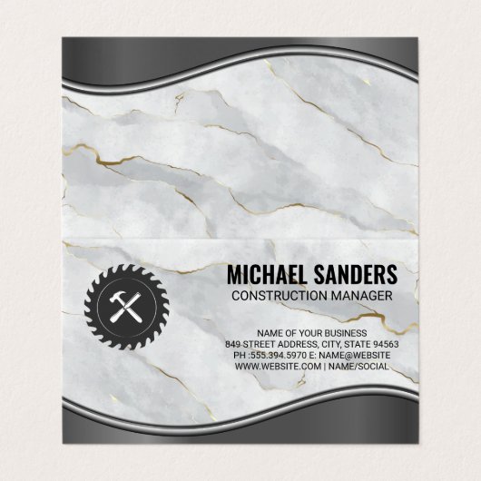 Rundsäge | Hammer | Marmor Visitenkarten (Außenseite Aufgefaltet)