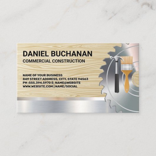 Rundsäge | Hardware Hammer Brush Business Card Visitenkarte (Vorderseite)