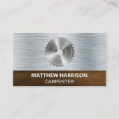 Rundsäge | Metall- und Holzhintergrund Visitenkarte (Vorderseite)