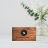 Rundsäge und Hammer | Wood Business Card Visitenkarte (Stehend Vorderseite)