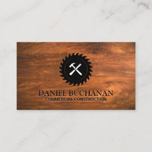 Rundsäge und Hammer Wood Business Card Visitenkarte