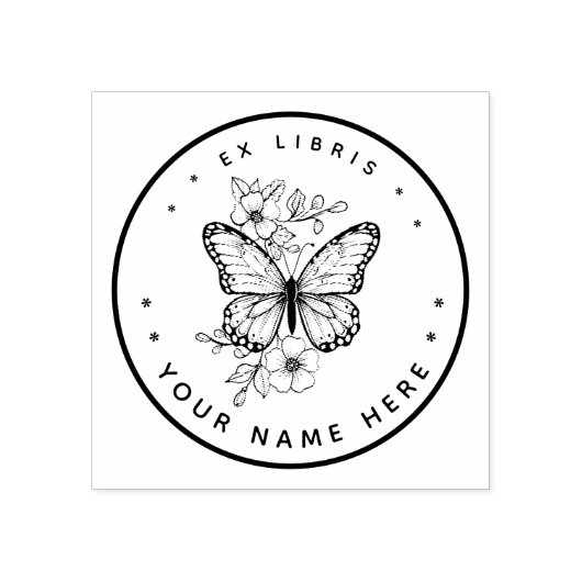 Rundschmetterling ex libris Briefmarke Gummistempel (Prägung)