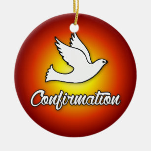 Rundschmuck, Bestätigung, Taube, Rot, Religiöse Keramik Ornament