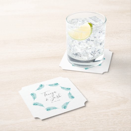 Rundschreiben-Hochzeit für tropische Palm-Blätter Untersetzer (Vor Ort)