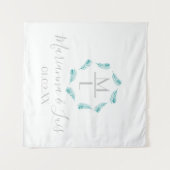 Rundschreiben-Hochzeit für tropische Palm-Blätter Wandteppich (Vorderseite (Horizontal))