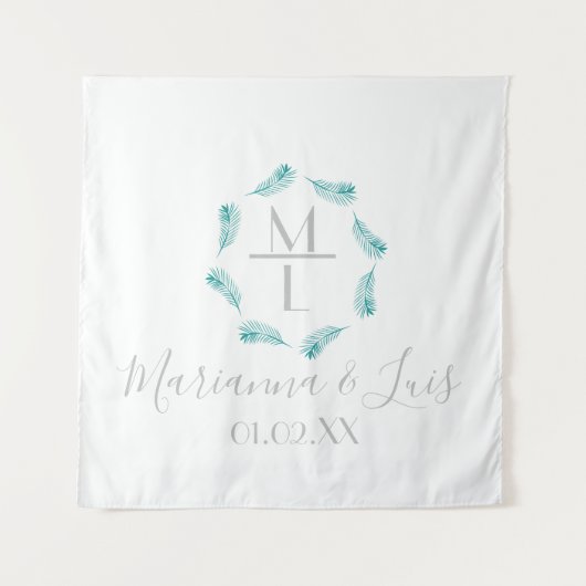 Rundschreiben-Hochzeit für tropische Palm-Blätter Wandteppich (Vorderseite)