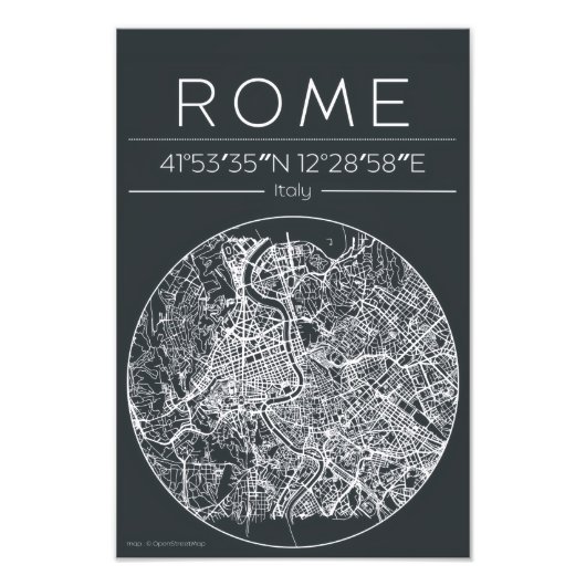 Rundstadtplan Poster Rom Minimales Stadtposter (Vorne)
