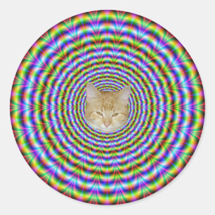 Rundsticker Psychedelic Neon Ripples Runder Aufkleber