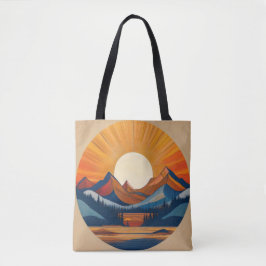 Rundstrahlsonne und Berglandschaft Tasche
