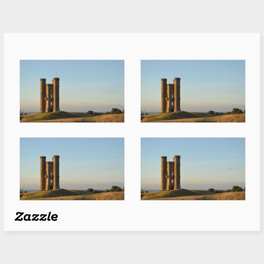 Rundturm im Rechteck Cotswolds Rechteckiger Aufkleber (Blatt)