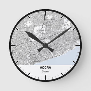 Runduhren Accra Clock City Line Art Runde Wanduhr